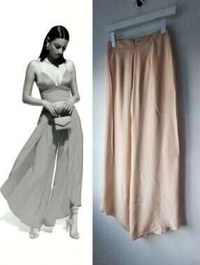 Jennifer Hope Eggshell Silk Split Leg Flowey Palazo Pants